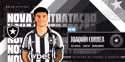 Botafogo anuncia a contratação do atacante Joaquín Correa