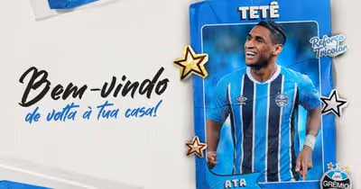 Grêmio anuncia retorno de Tetê após sete anos no futebol europeu