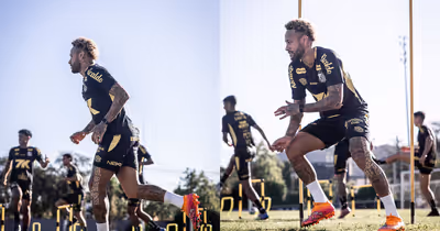 Neymar participa de treino no Santos em meio a suspense sobre condição física