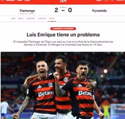 Jornal espanhol destaca classificação do Flamengo para final: 'Luis Enrique tem um problema'