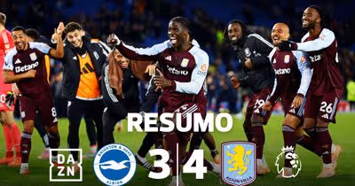 Sete golos, reviravolta e muita emoção depois, Aston Villa mantém-se no pódio