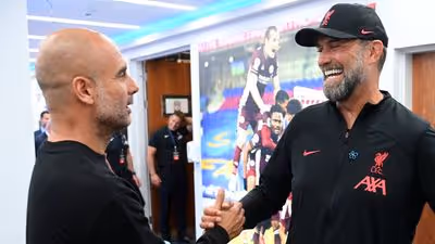 Pep Guardiola (left) and Jürgen Klopp were the best of rivals.