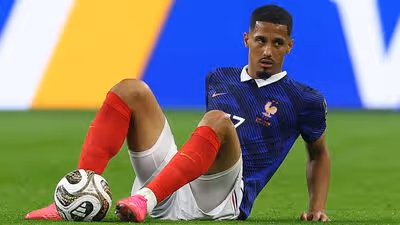 William Saliba was forced off in the first half of the World Cup semifinals.