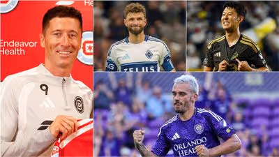 Robert Lewandowski (left), Thomas Müller (center), Son Heung-min (right) and Antoine Griezmann (bottom) headline this week’s MLS action.