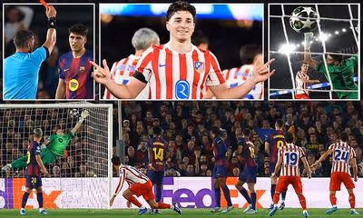 Diego Simeone's gnarled Atletico Madrid machine cash in on red card at Nou Camp - with Julian Alvarez's stunning free-kick lighting up 2-0 win over Barcelona, writes KIERAN GILL