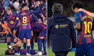 Fears for Lamine Yamal as Barcelona star 'suffers muscle tear' while taking a PENALTY just 50 days before the World Cup