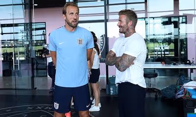 David Beckham welcomes Harry Kane & Co to his Inter Miami base as Romeo and Cruz watch training on eve of England's World Cup quarter-final clash with Norway
