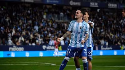 Joaquín Muñoz, goleador en La Rosaleda cinco años después